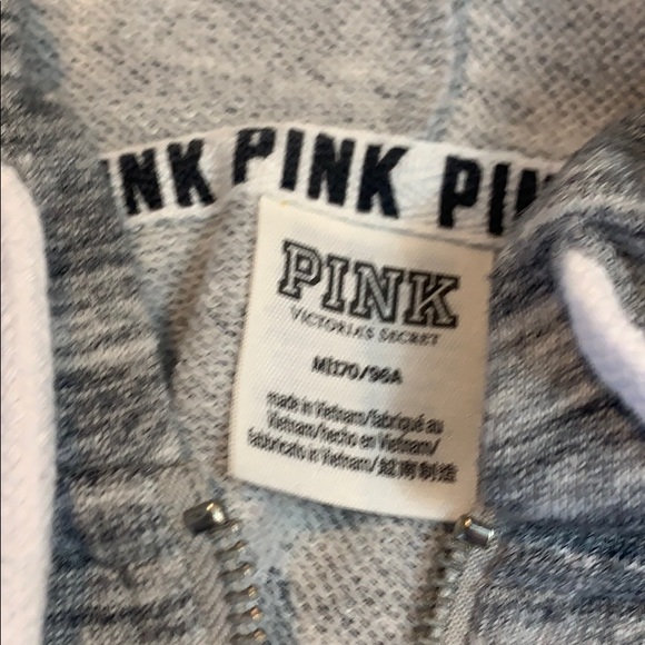 💋PINK brand zip up hoodie. Gray. Size M. - Picture 3 of 4